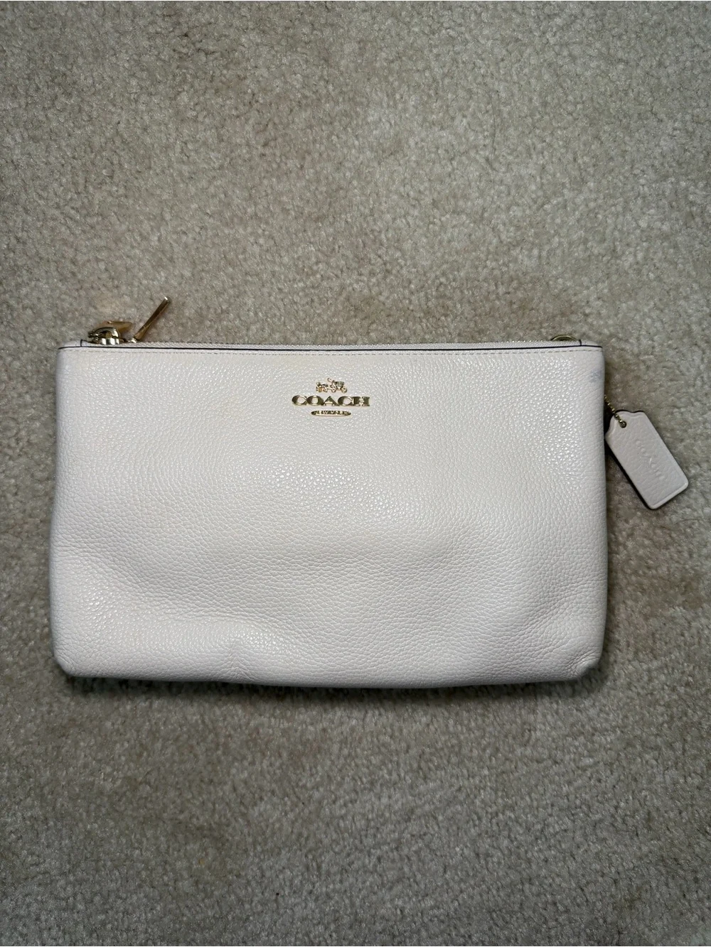 Coach Pebble Leather Lyla Crossbody Shoulder Purse Bag Clutch White F38173